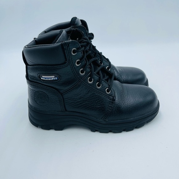 Skechers Workshire Peril ST Black Relaxed Fit Leather Steak Toe High Top Boots - Picture 2 of 9